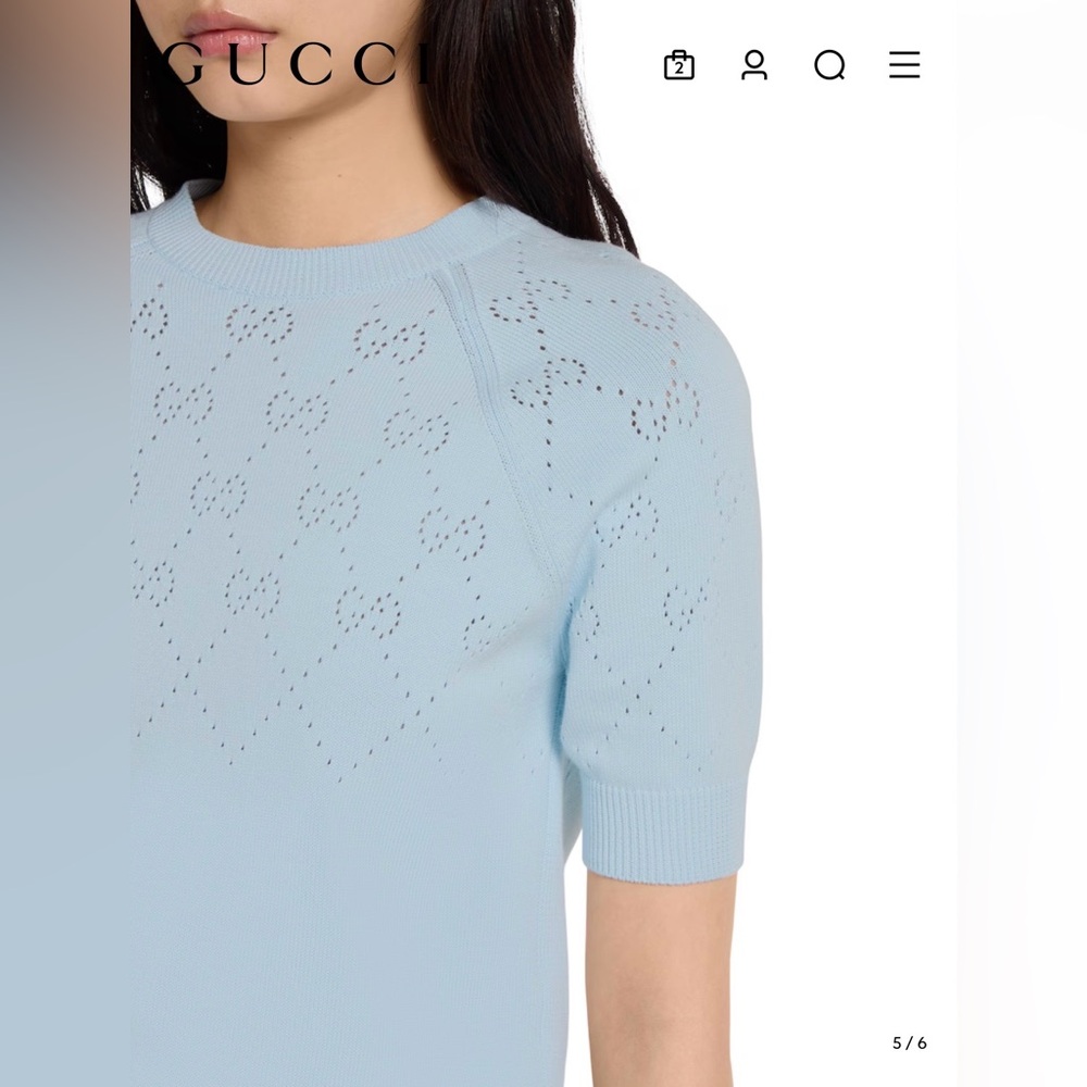 GUCCI | ✨NEW✨ GG Cotton Crewneck Top in Pale Blue - Picture 4 of 10